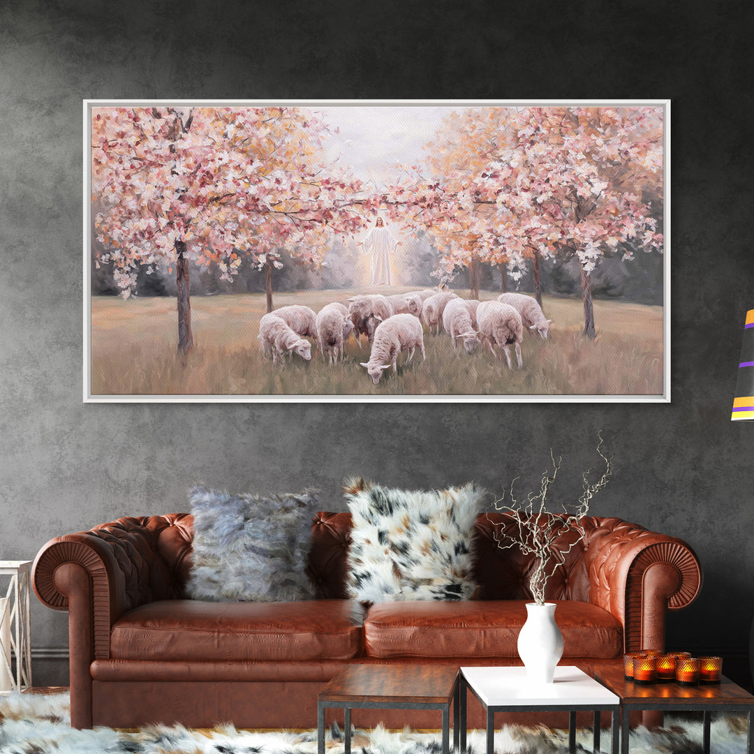 Radiant Pasture Hope – Framed Canvas Print – Christian Art Canvas – Jesus Painting – Christmas Art – Christian Wall Art
