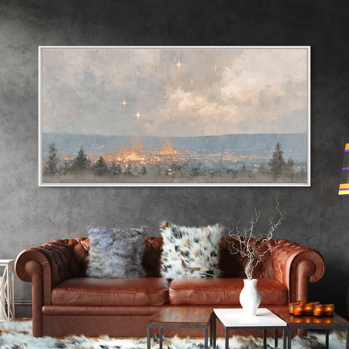 City of Peace – Framed Canvas Print – Christian Wall Art – Christmas Art Prints – Christian Christmas Decor – Christian Art Canvas – Moody