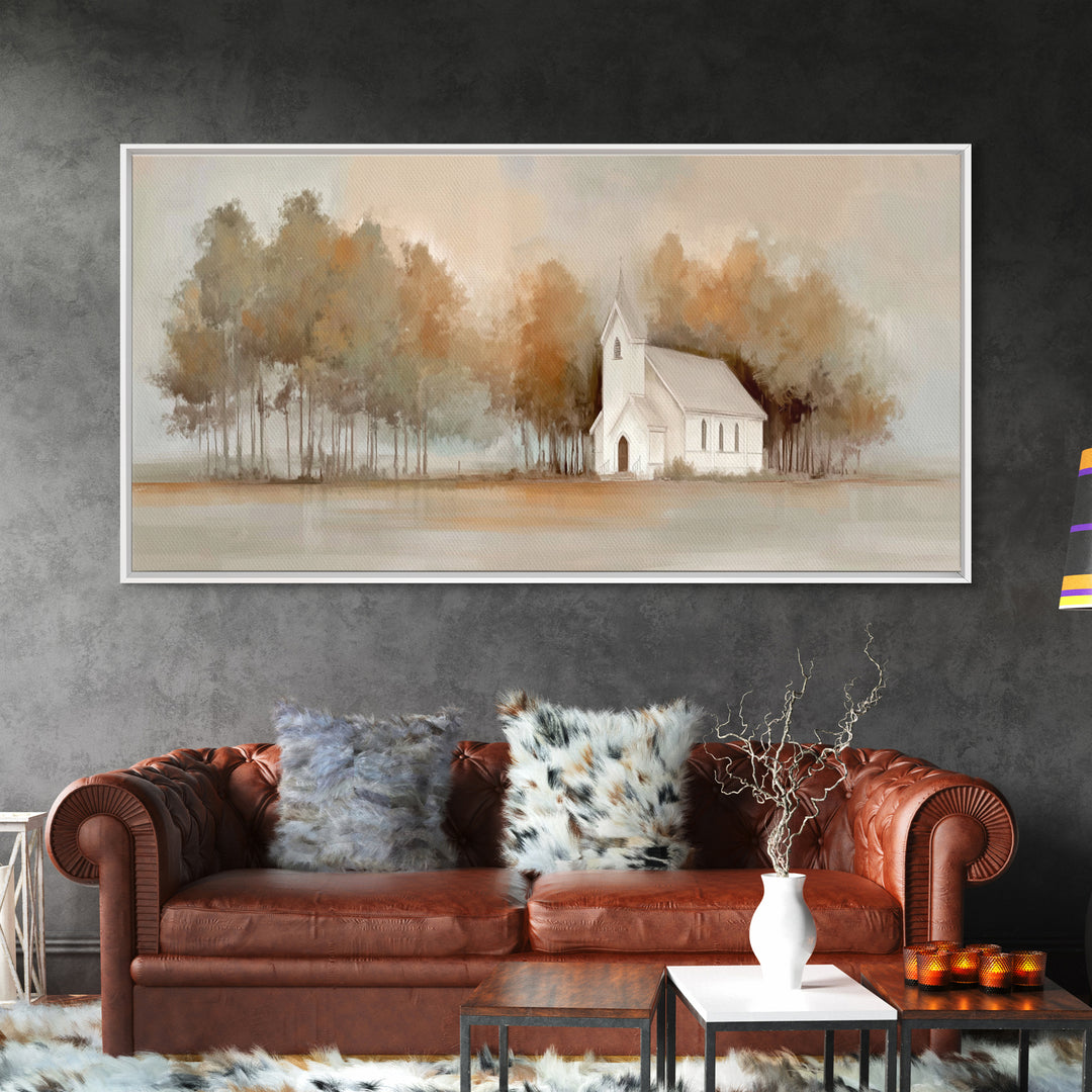 Church Of Still Dawn – Framed Canvas Print – Christian Wall Art – Christian Art Canvas – Christmas Art – Jesus Painting