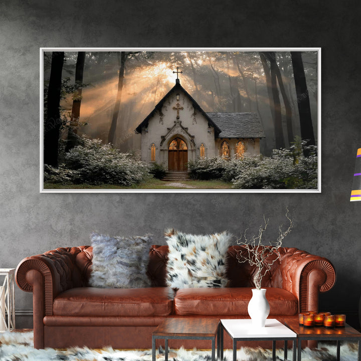 Forest Chapel Grace – Framed Canvas Print – Christian Wall Art – Christian Art Canvas – Christian Painting – Christian Decor – Christian Ar
