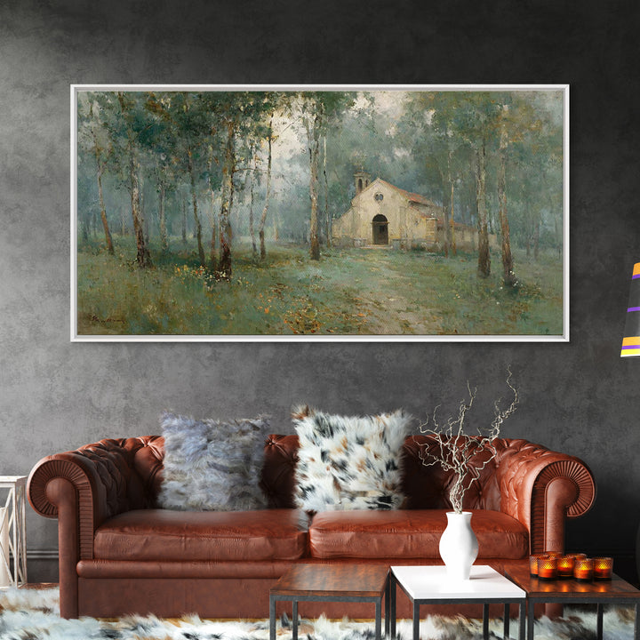 Woodland Chapel Stillness | Framed Canvas Print | Christian Art | Christian Wall Art | Christian Painting | Christian Art Canvas | Christia