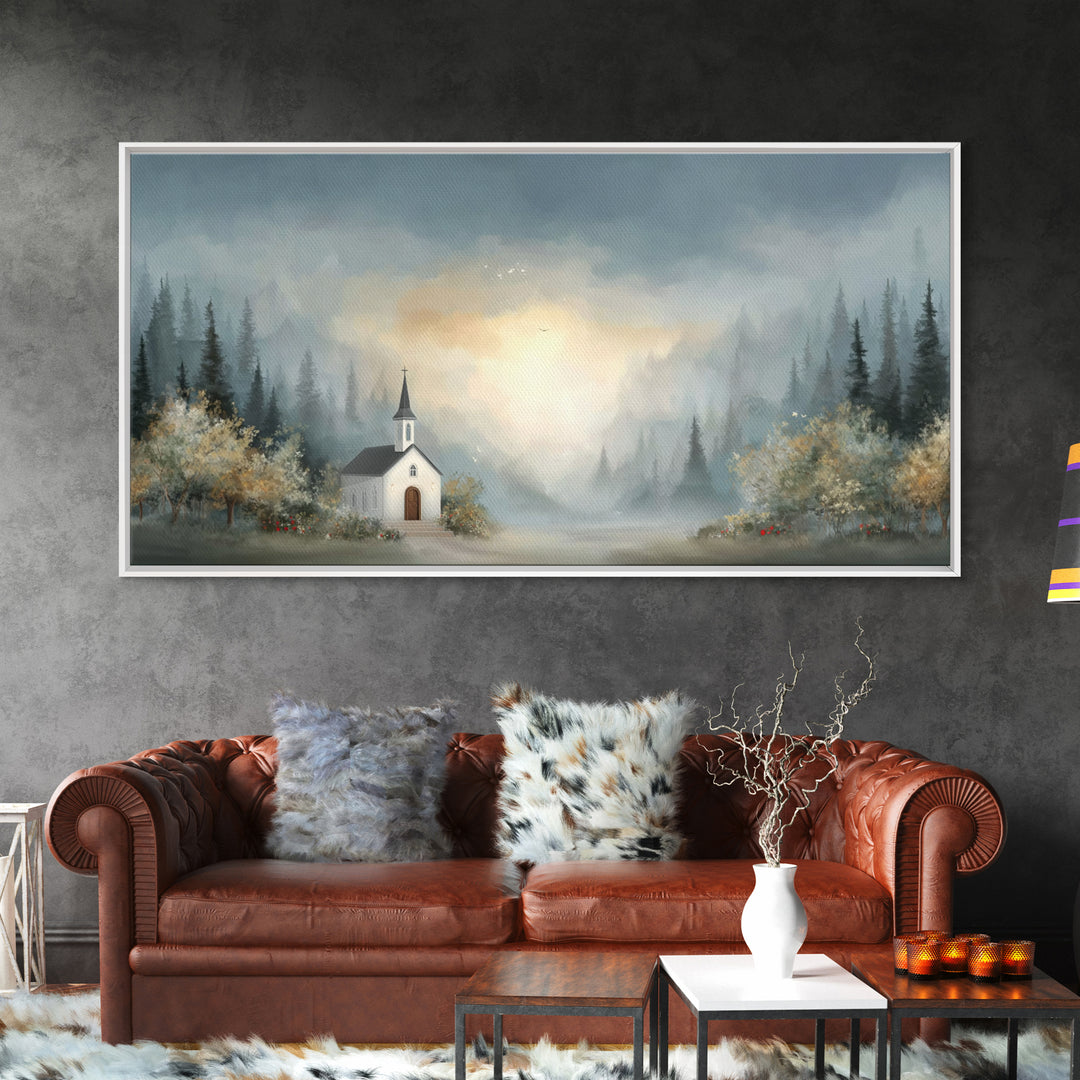 Dawn Chapel Peace – Framed Canvas Print – Christian Art – Christian Wall Art – Christian Art Canvas – Christian Gift – Christian Painting