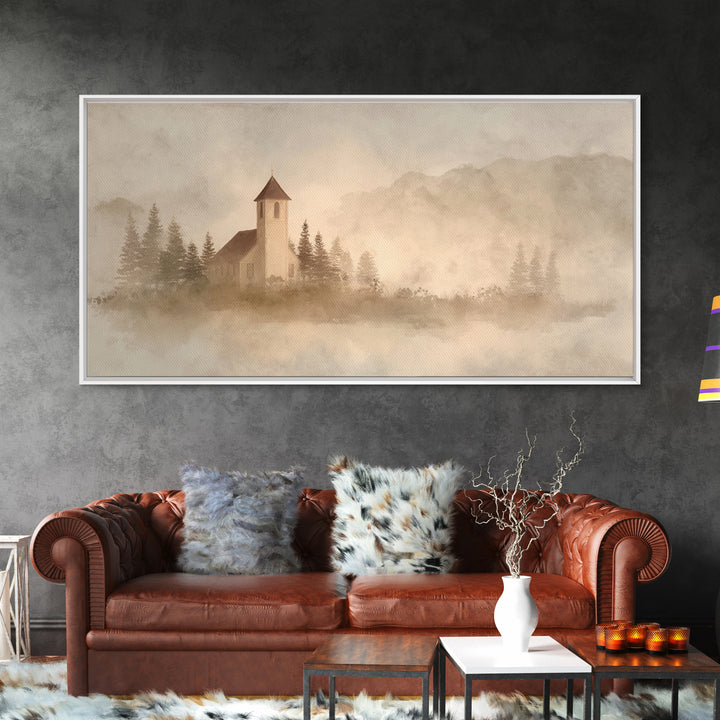 Silent Chapel Haven | Framed Canvas Print | Christian Wall Art | Christian Art Canvas | Christian Art | Christian Painting | Christian Gift