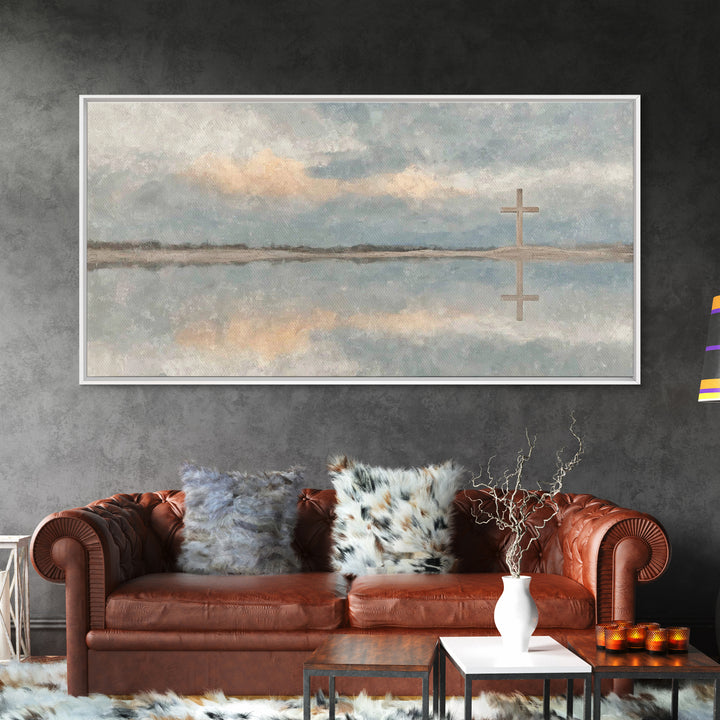 Reflected Cross Faith – Framed Canvas Print – Christian Art Canvas – Christian Wall Art – Christian Painting – Christian Art – Christian De