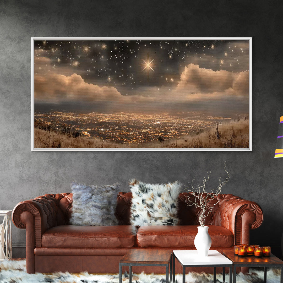 Bethlehem Shine, Framed Canvas Print, Christian Art Prints, Christmas Art, Christian Christmas Art, Christian Wall Art, Modern Christian Ar