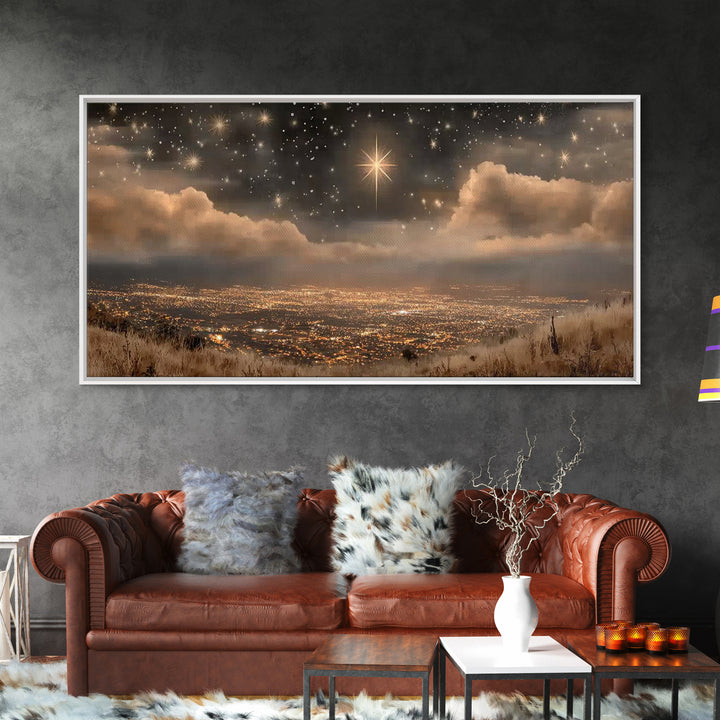 Bethlehem Shine, Framed Canvas Print, Christian Art Prints, Christmas Art, Christian Christmas Art, Christian Wall Art, Modern Christian Ar