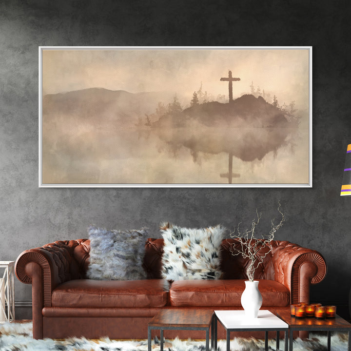 Hilltop Cross – Framed Canvas Print – Christian Wall Art – Christian Art Canvas – Jesus Painting – Christian Christmas Art – Christian Gift