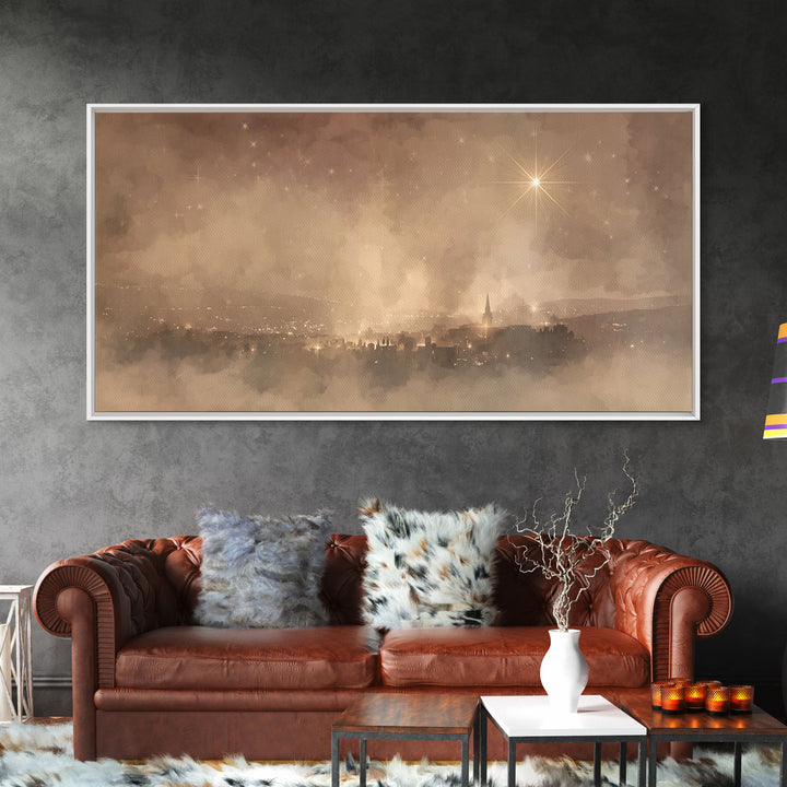 Heavenly Starfall – Framed Canvas Print – Christian Christmas Art – Christian Wall Art – Christmas Art Prints – Christian Art – Christian A