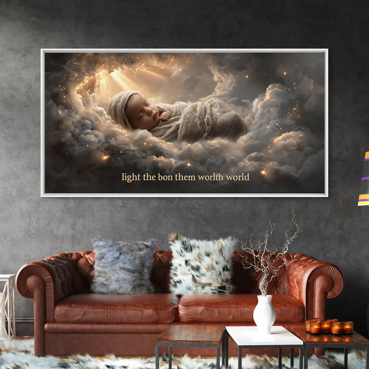 Heaven’s Child – Framed Canvas Print – Christian Wall Art – Jesus Christmas Art – Christian Art Canvas – Christian Gift – Christmas Art Pri
