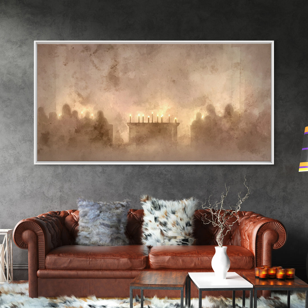 Candlelit Gathering – Framed Canvas Print – Christian Art Canvas – Christian Wall Art – Christmas Art – Jesus Christmas Art – Christian Gif
