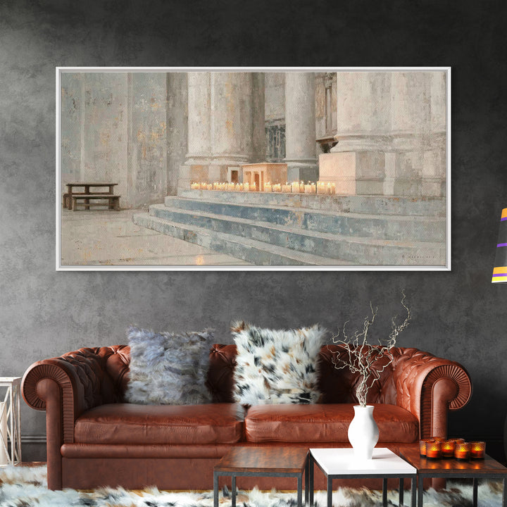 Altar Glow – Framed Canvas Print – Christian Christmas Art – Christian Wall Art – Christmas Art Prints – Christian Art Canvas – Christian D