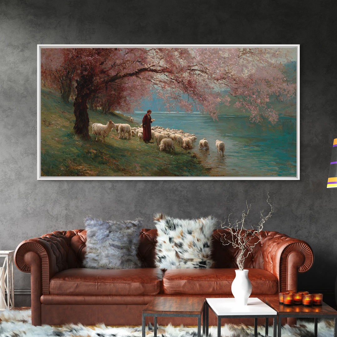 Blossom Gathering – Framed Canvas Print – Christian Art Print – Christian Wall Art – Framed Christian Art – Jesus Painting – Christian Chri