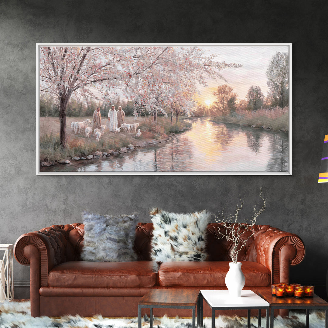 Riverside Disciples – Framed Canvas Print – Christian Art Canvas – Christian Wall Art – Jesus Painting – Christmas Art – Christian Decorati
