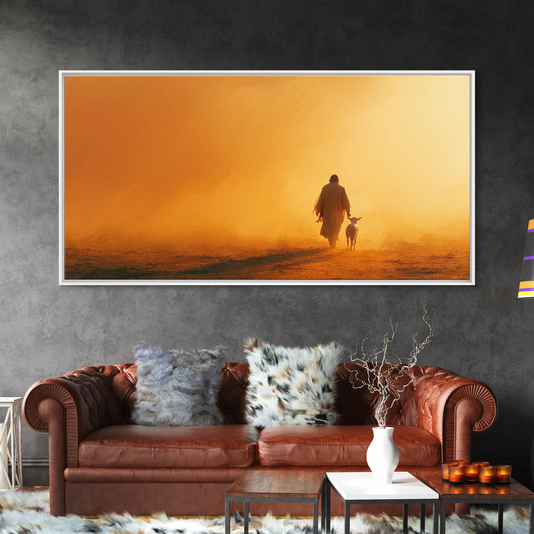 Desert Shepherd – Framed Canvas Print – Christian Wall Art – Christian Art Painting – Jesus Painting – Christian Decor – Christmas Art