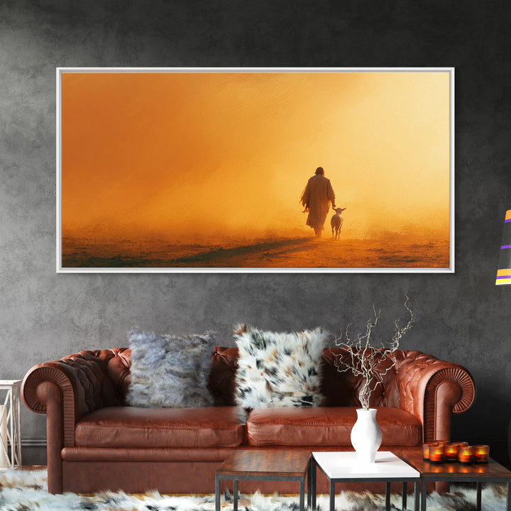Desert Shepherd – Framed Canvas Print – Christian Wall Art – Christian Art Painting – Jesus Painting – Christian Decor – Christmas Art