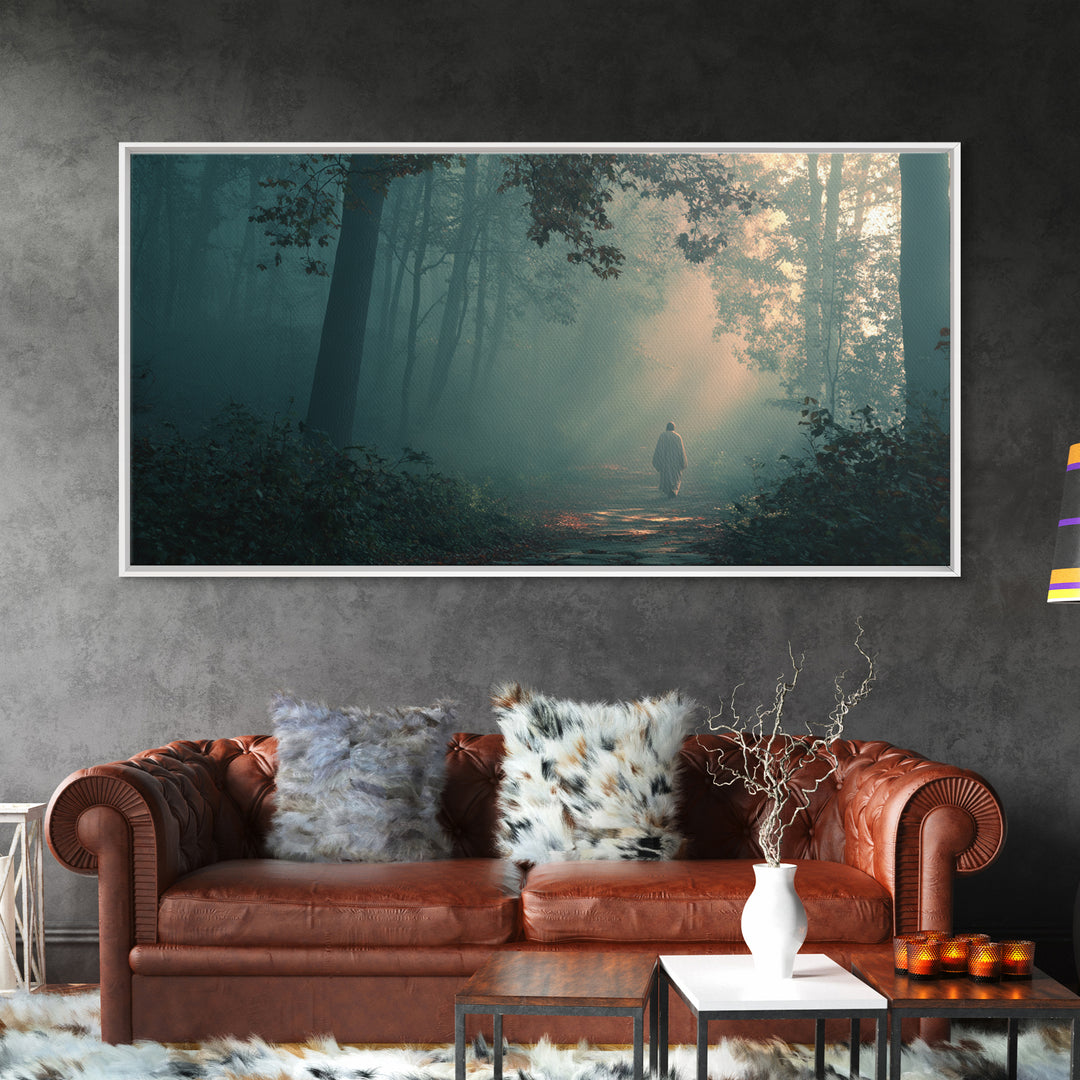 Forest Of Grace, Framed Canvas Print, Christian Wall Art, Christian Christmas Art, Jesus Painting, Modern Christian Art