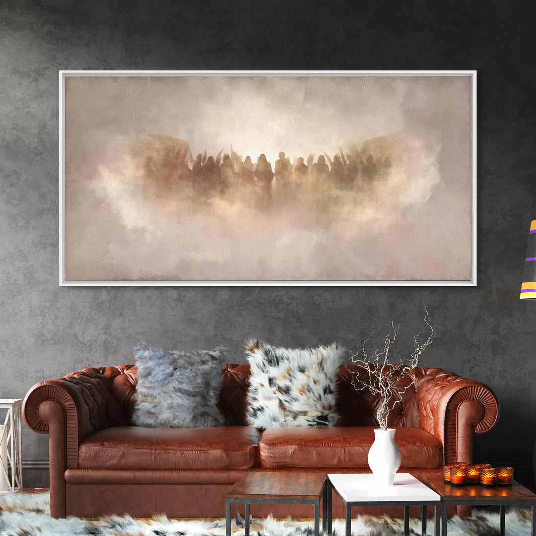 Clouds Of Glory - Framed Canvas Print - Christian Art Print - Subtle Christian Art - Christmas Art Prints - Christian Decor For Home - Vint