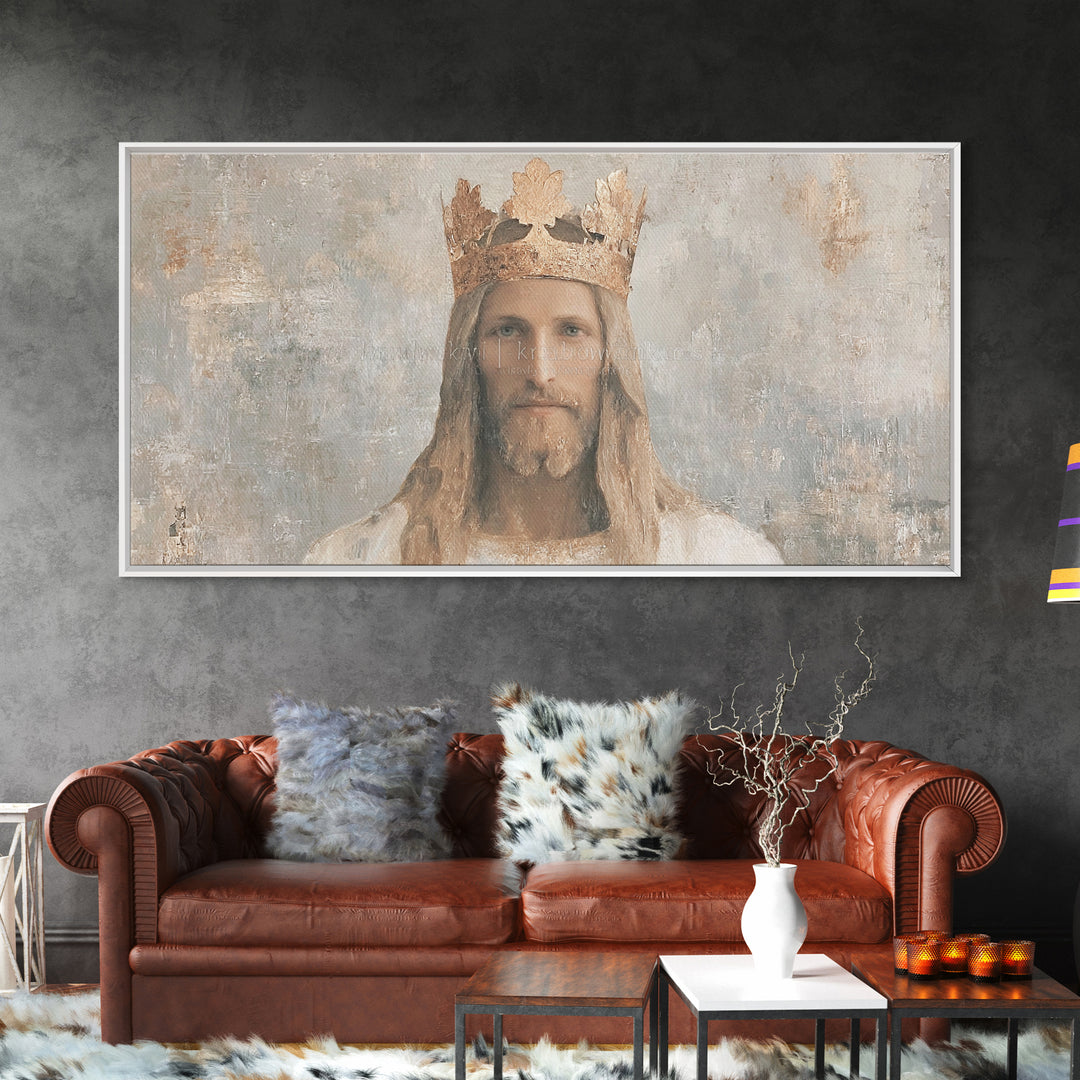King Of Grace – Framed Canvas Print – Christian Art Canvas – Christian Wall Art – Jesus Painting – Christian Art Print – Christmas Art Fram