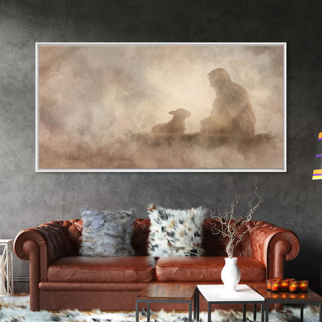 Silent Nativity – Framed Canvas Print – Christian Wall Art – Jesus Painting – Christmas Art – Christian Decor – Christian Art Canvas