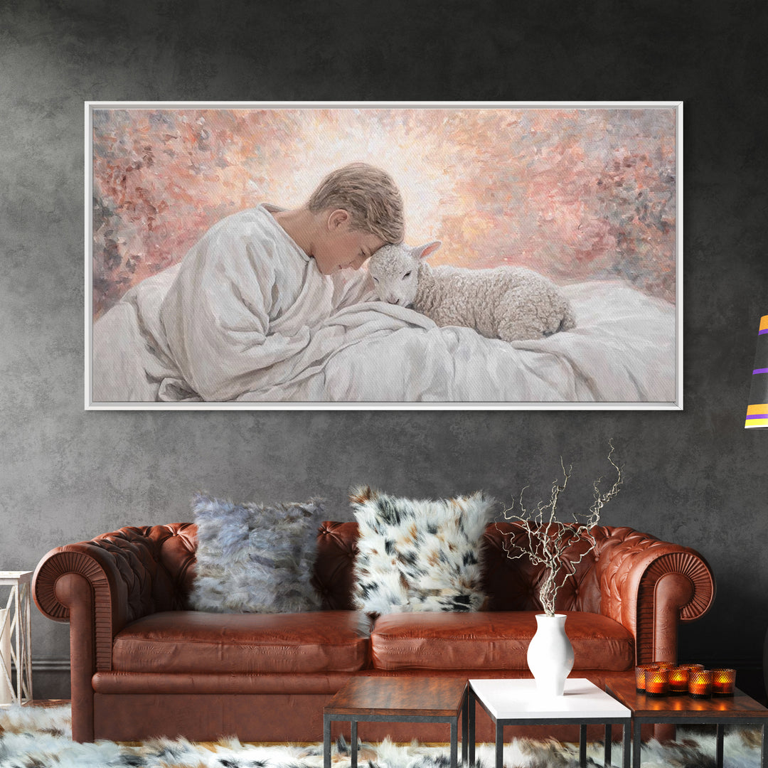 Shepherd Child Light – Framed Canvas Print – Jesus Painting – Christian Art Canvas – Christian Wall Art – Christian Christmas Art – Christi