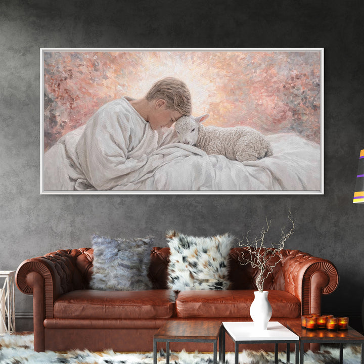 Shepherd Child Light – Framed Canvas Print – Jesus Painting – Christian Art Canvas – Christian Wall Art – Christian Christmas Art – Christi