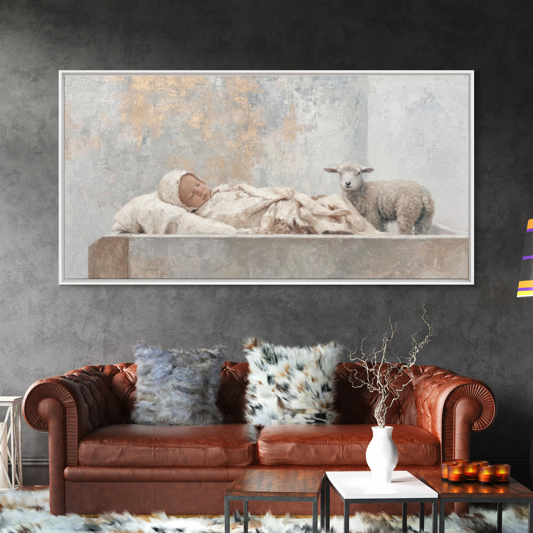 Infant Peace – Framed Canvas Print – Christian Christmas Art – Christian Wall Art – Jesus Painting – Christian Art Canvas – Christmas Art