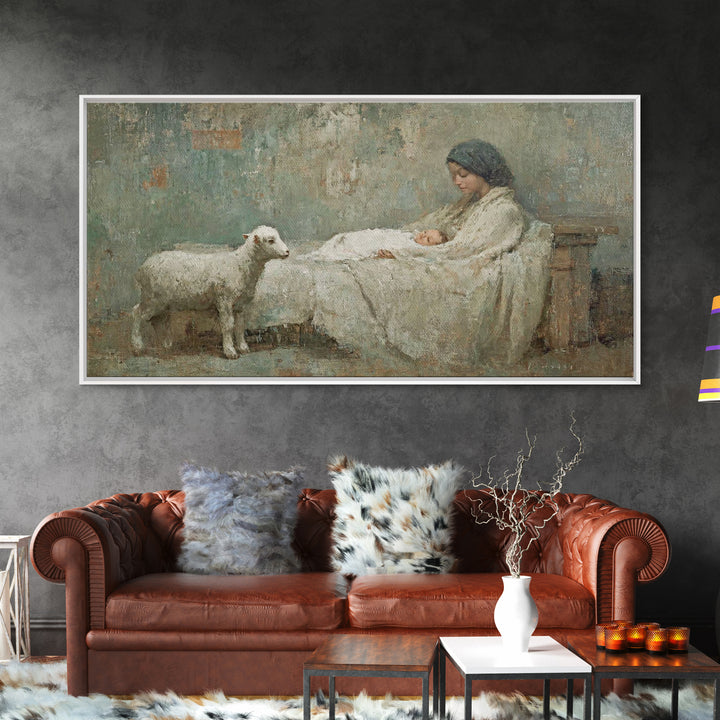 Mother’s Vigil – Framed Canvas Print – Christian Art Canvas – Christian Wall Art – Jesus Painting – Christian Decor – Christian Christmas A