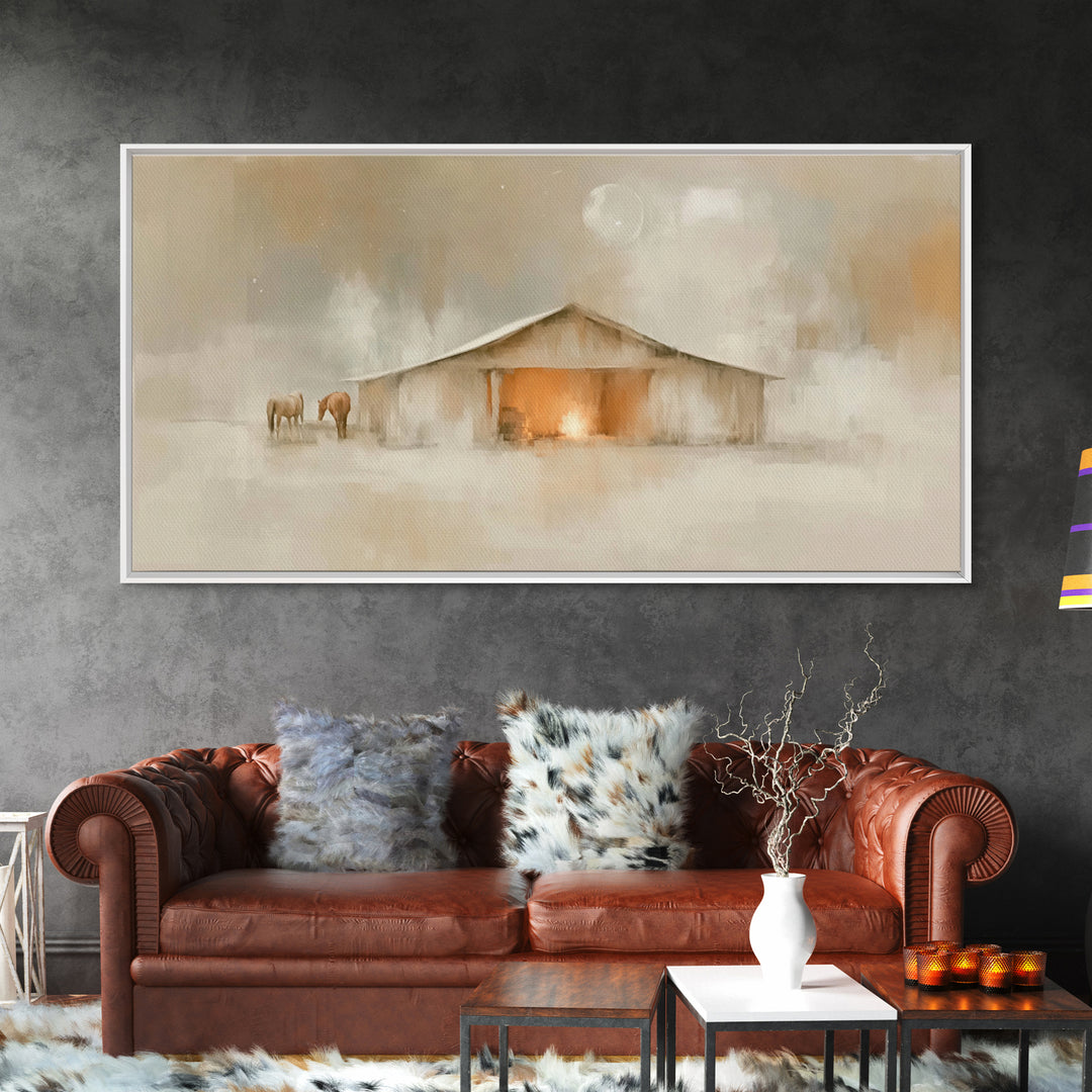 Quiet Manger – Framed Canvas Print – Christian Art Canvas – Christmas Art – Christian Wall Art – Christian Decor – Christian Christmas Art
