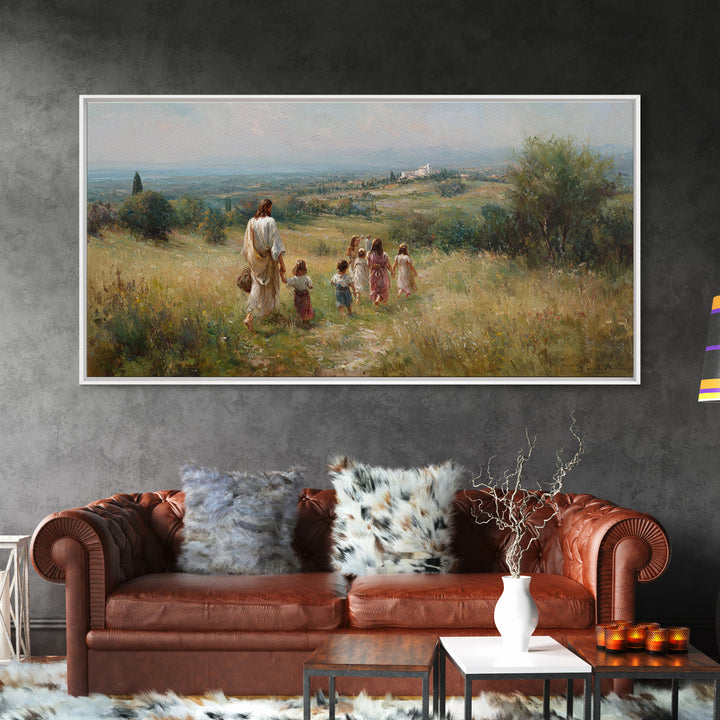 Shepherd’s Path Light – Framed Canvas Print – Jesus Painting – Christian Art Canvas – Christian Wall Art – Christian Art – Christian Gift I