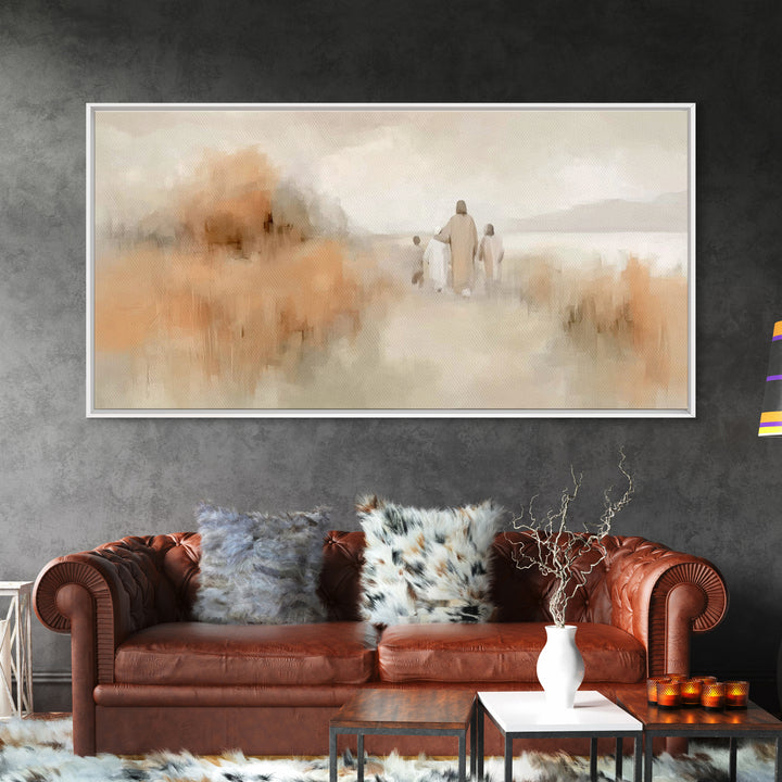 Quiet Meadow Walk – Framed Canvas Print – Christian Wall Art – Christian Art – Jesus Painting – Christian Art Canvas – Christian Gift
