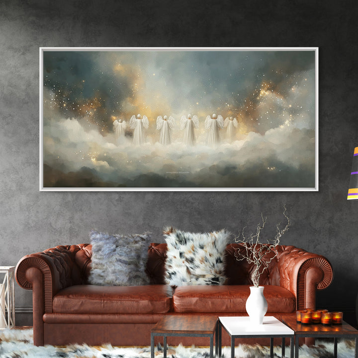 Angelic Gathering - Framed Canvas Print - Christian Art Canvas - Large Christian Art - Christian Christmas Decorations - Christian Painting