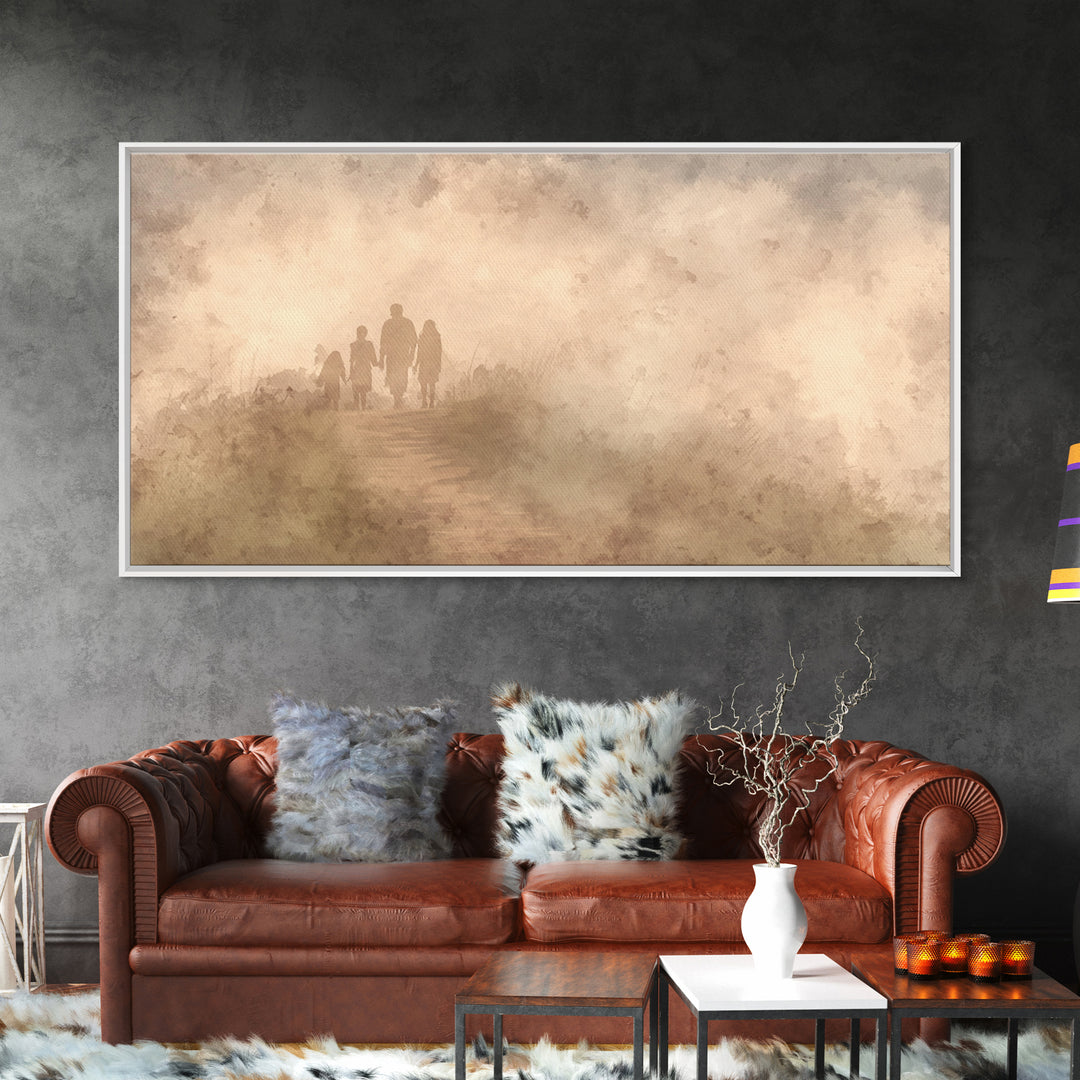 Walk Of Faith – Framed Canvas Print – Christian Art Canvas – Christian Wall Art – Minimalist Christian Art – Christian Painting – Christian