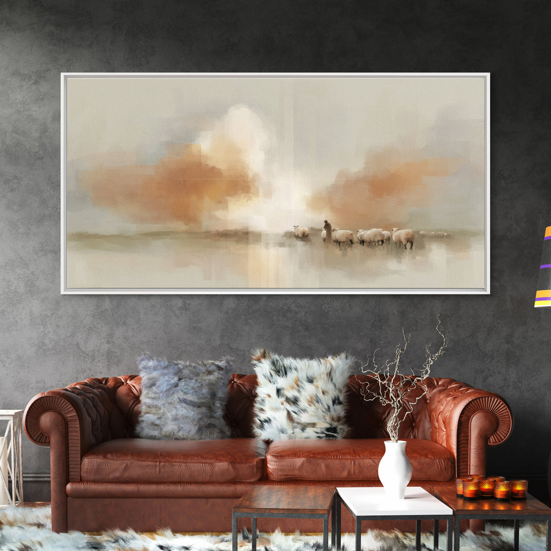 Soft Horizon Grace – Framed Canvas Print – Christian Art Painting – Christian Wall Art – Subtle Christian Art – Christian Art Canvas – Chri