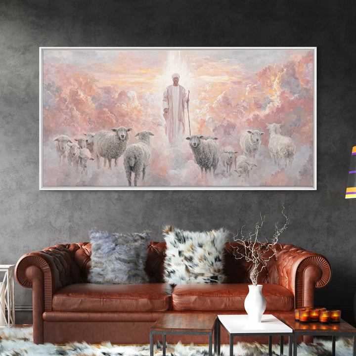 Glory Of The Shepherd – Framed Canvas Print – Jesus Painting – Christian Art Canvas – Christian Christmas Art – Christian Wall Art – Large