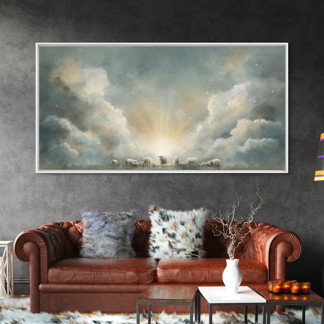 Shepherd’s Dawn Peace – Framed Canvas Print – Christian Art Canvas – Christian Wall Art – Christian Painting – Subtle Christian Art – Chris