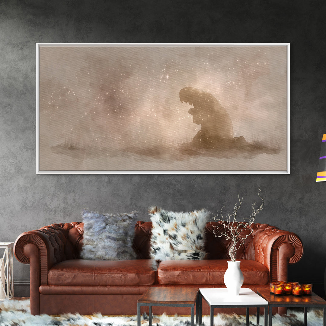 Sacred Stillness | Framed Canvas Print | Christian Art Canvas | Christian Wall Art | Christmas Art | Christian Christmas Decor | Jesus Pain