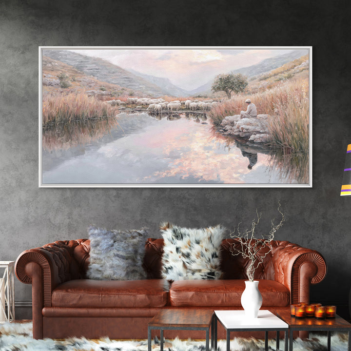 Pastoral Reverence – Framed Canvas Print – Christian Art Canvas – Christian Wall Art – Christian Christmas Art – Jesus Painting – Christmas