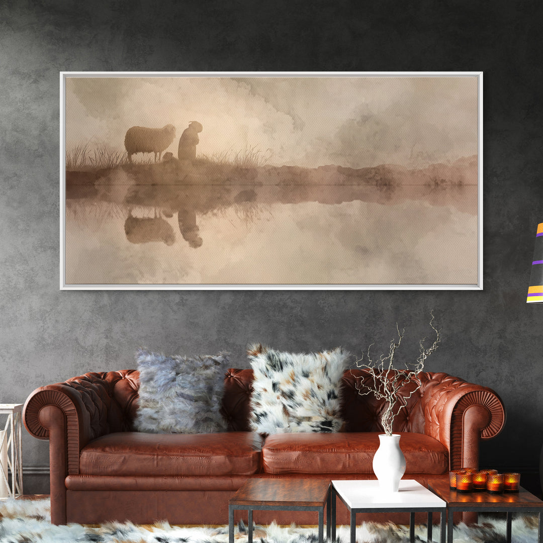 Soft Pasture Light, Framed Canvas Print, Christian Art Canvas, Christian Wall Art, Christian Art Prints, Christian Gift, Subtle Christian A