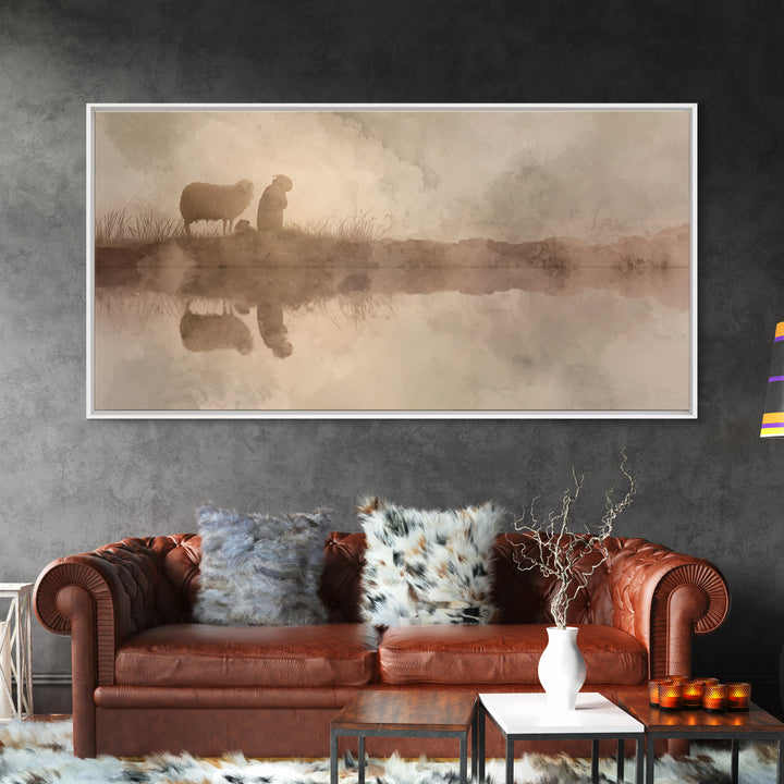 Soft Pasture Light, Framed Canvas Print, Christian Art Canvas, Christian Wall Art, Christian Art Prints, Christian Gift, Subtle Christian A