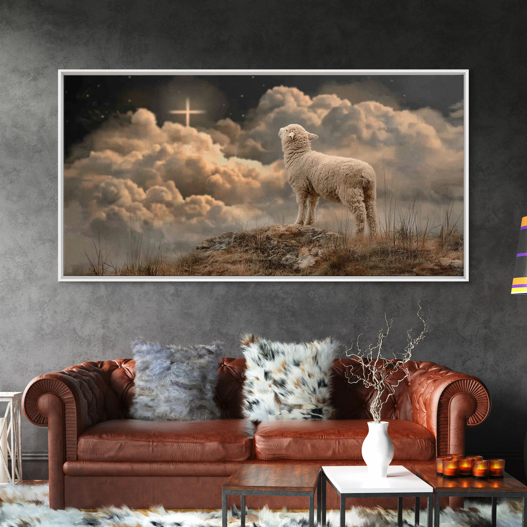 Lamb Of Glory – Framed Canvas Print – Christian Art – Christian Art Canvas – Christian Wall Art – Christian Paintings – Christian Decor – C