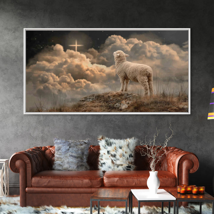 Lamb Of Glory – Framed Canvas Print – Christian Art – Christian Art Canvas – Christian Wall Art – Christian Paintings – Christian Decor – C