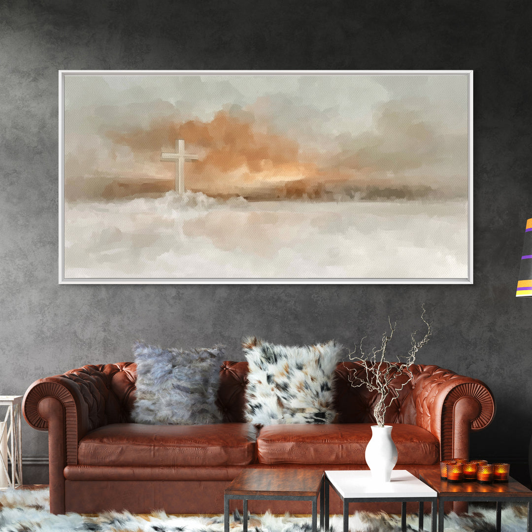 Clouds of Salvation, Framed Canvas Print, Christian Wall Art, Christian Art Canvas, Christmas Art Prints, Christian Decor for Home, Modern