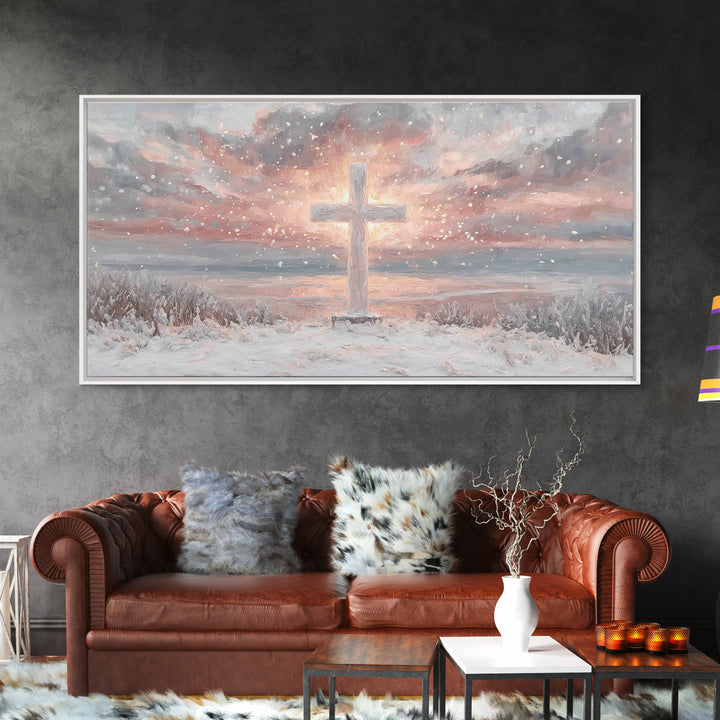 Radiant Dawn Cross – Framed Canvas Print – Christian Wall Art – Christian Art Canvas – Christmas Canvas Wall Art – Christian Decor For Home