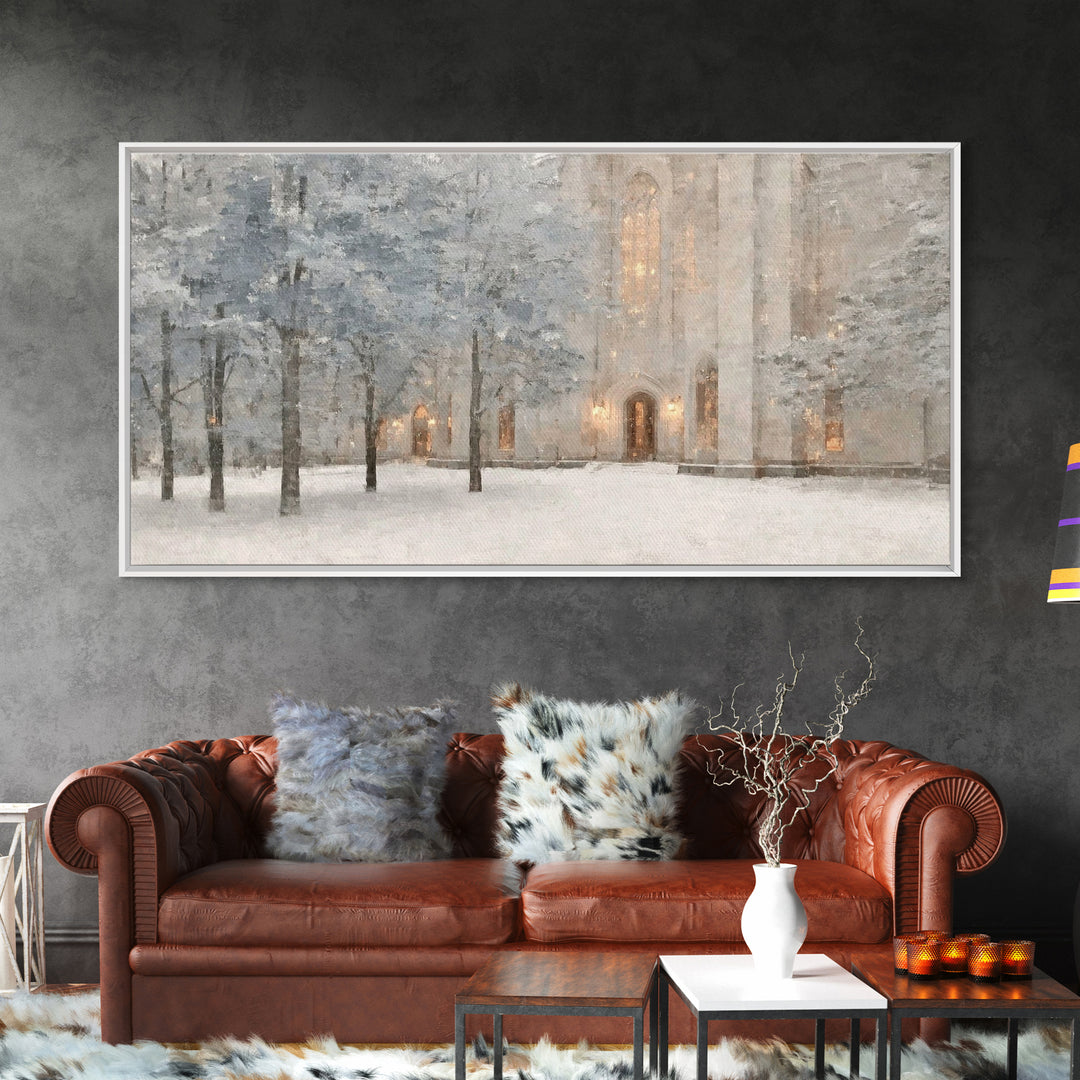 Evening Chapel Glow – Framed Canvas Print – Christian Wall Art – Christian Art Canvas – Subtle Christian Art – Christmas Art Prints – Chris