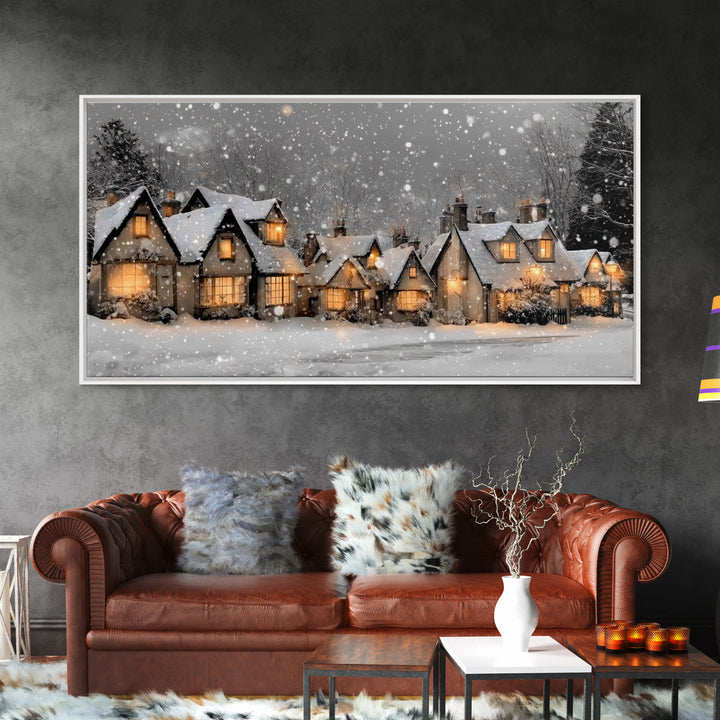 Village Noel Peace – Framed Canvas Print – Christmas Wall Art – Christian Christmas Art – Christmas Art Prints – Christian Art Canvas – Hol