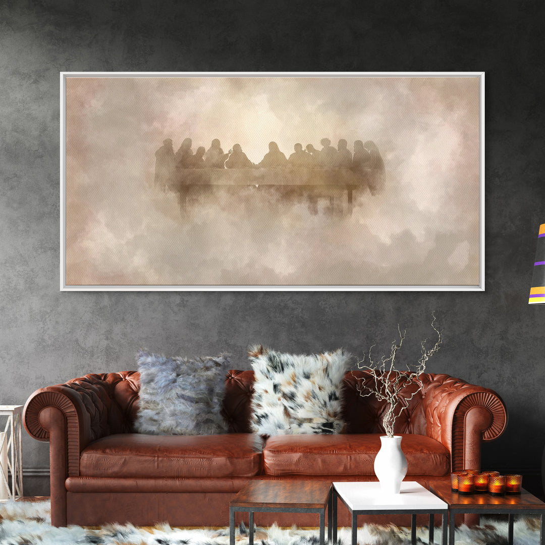 Heavenly Communion, Framed Canvas Print, Christian Art Canvas, Moody Christian Art, Christian Wall Art, Jesus Painting, Christmas Art