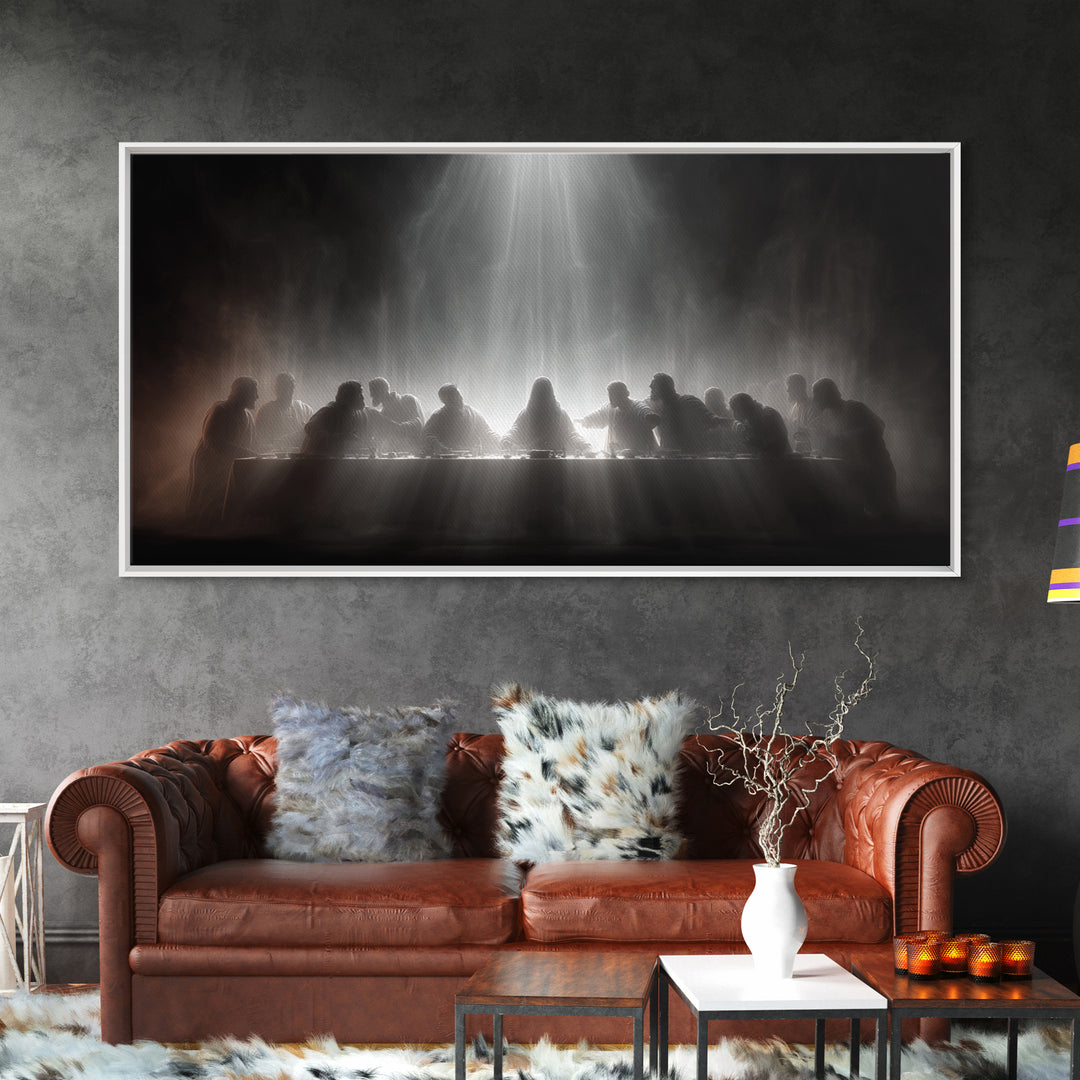 Celestial Feast, Framed Canvas Print, Christian Wall Art, Christian Art Canvas, Moody Christian Art, Jesus Painting, Christian Christmas Ar