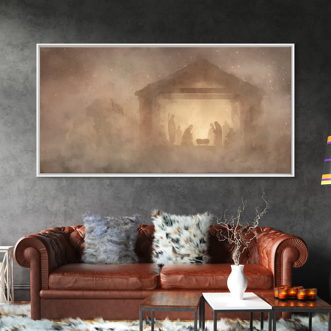 Holy Nativity – Framed Canvas Print – Christmas Art – Jesus Christmas Art – Christian Christmas Decor – Christian Wall Art – Christian Art