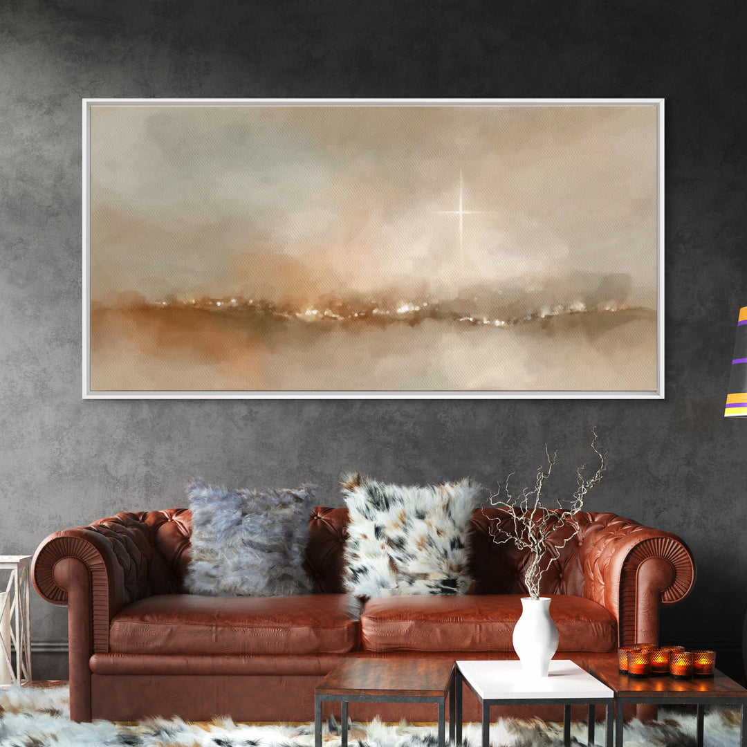 Desert Star Lit, Framed Canvas Print, Christian Christmas Art, Christian Art Canvas, Christmas Wall Art, Modern Christian Art, Christian De