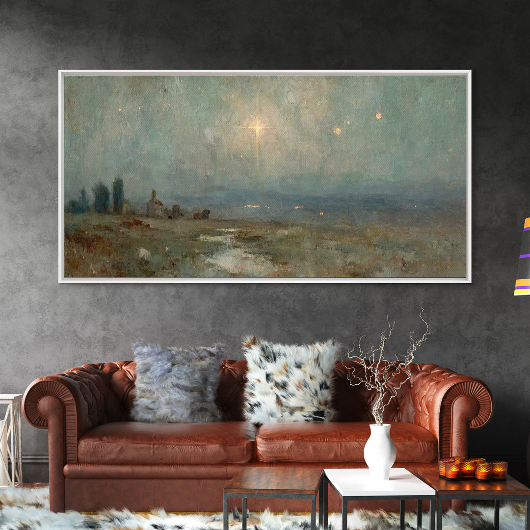 Star Of Bethlehem – Framed Canvas Print – Christian Art Prints – Christmas Wall Art – Jesus Christmas Art – Vintage Christian Art – Christi